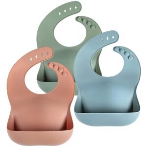 PandaEar Set of 3 Cute Silicone Baby Bibs